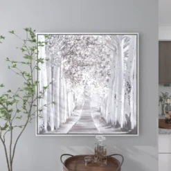 Canvas Landscape Trees Framed Wall Art With Silver Frame White - Olivia & May -Home Decor Store GUEST 9ccc9bf6 d2a3 444e 87f0 64e8f49a5b7f