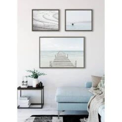 23" X 33" (Set Of 3) Sylvie Ocean Beach Framed Wall Canvas Set Gray - Kate & Laurel All Things Decor -Home Decor Store GUEST 9df01921 c213 4ec1 9b1d c8eebe14dfe8