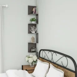 Hastings Home 5-Tier Floating Corner Shelf - Matte Espresso Brown -Home Decor Store GUEST 9fe07c67 f219 49dd b134 4cb34db5ca9d