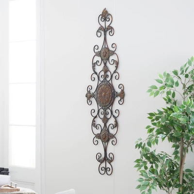 Rustic Metal Ornamental Wall Decor Dark Brown - Olivia & May 4 Rustic Metal Ornamental Wall Decor Dark Brown - Olivia & May - Image 2