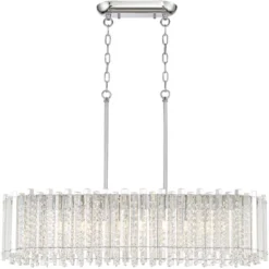 Possini Euro Design Mirabell Chrome Linear Island Pendant Chandelier 34" Wide Modern LED Clear Glass Crystal 6-Light Fixture For Dining Room Kitchen -Home Decor Store GUEST a06855f6 6b6f 4844 9d9b 268029fc375e