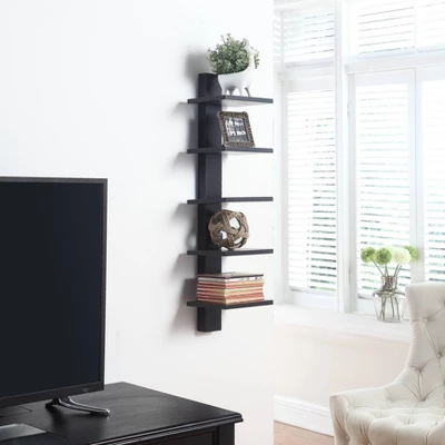 Spine Wall Book Shelves Stylish And Functional Black - Proman Products 4 Spine Wall Book Shelves Stylish And Functional Black - Proman Products - Image 2