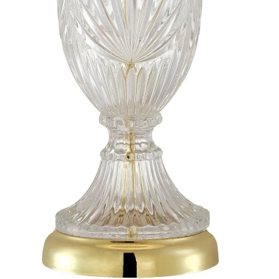 Regency Hill Traditional Table Lamp 26.5" High Cut Glass Urn Brass White Cream Bell Shade For Living Room Family Bedroom Bedside Nightstand 6 Regency Hill Traditional Table Lamp 26.5" High Cut Glass Urn Brass White Cream Bell Shade For Living Room Family Bedroom Bedside Nightstand - Image 4