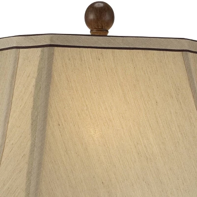 Regency Hill Traditional Table Lamp 28.5" Tall Carved Two Tone Brown Urn Shaped Beige Fabric Shade For Living Room Family Bedroom Bedside 4 Regency Hill Traditional Table Lamp 28.5" Tall Carved Two Tone Brown Urn Shaped Beige Fabric Shade For Living Room Family Bedroom Bedside - Image 2