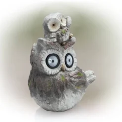15" Solar Owls LED Light Magnesium Oxide Statue Brown - Alpine Corporation -Home Decor Store GUEST a0e9f358 9959 4f04 8e75 ae4589dc8449