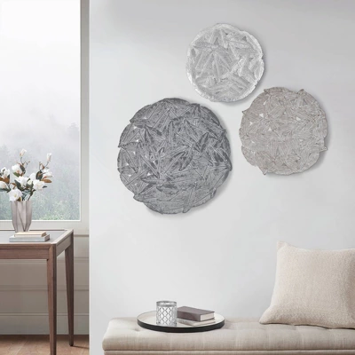 3pc Round Jax Feather Painted Iron Wall Decor Panel Set Gray - Madison Park 12 3pc Round Jax Feather Painted Iron Wall Decor Panel Set Gray - Madison Park - Image 10