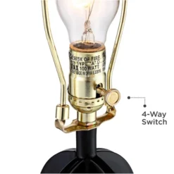 360 Lighting Marcel Industrial Table Lamps 24 1/4" High Set Of 2 Black With USB Charging Port And Nightlight LED Cream Shade For Bedroom Bedside Desk -Home Decor Store GUEST a2307e8f 3faf 448c a0fd 7ffba43a7510