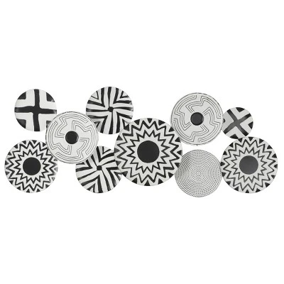Metal Plate Wall Decor With Black Patterns Black - Olivia & May 5 Metal Plate Wall Decor With Black Patterns Black - Olivia & May - Image 3