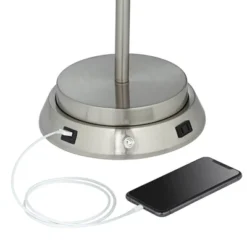 360 Lighting Modern Table Lamp With Dimmable USB And AC Power Outlet Workstation Base 24.5" High Brushed Nickel Droplet White Shade Bedroom Desk -Home Decor Store GUEST a4b5abc3 5474 4651 8720 812e273cb860