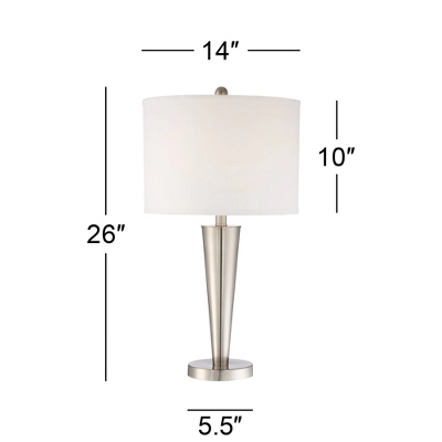 360 Lighting Geoff Modern Table Lamps 26" High Set Of 2 Brushed Nickel With USB Charging Port White Drum Shade For Bedroom Living Room Bedside Desk 8 360 Lighting Geoff Modern Table Lamps 26" High Set Of 2 Brushed Nickel With USB Charging Port White Drum Shade For Bedroom Living Room Bedside Desk - Image 6