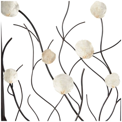 Set Of 3 Metal Floral Wall Decors With Capiz Accent Black - Olivia & May 6 Set Of 3 Metal Floral Wall Decors With Capiz Accent Black - Olivia & May - Image 4