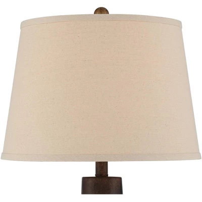 Regency Hill Glenn Rustic Farmhouse Table Lamps 27" Tall Set Of 2 Dark Terra Cotta Tapered Fabric Drum For Bedroom Living Room Bedside Nightstand Home 4 Regency Hill Glenn Rustic Farmhouse Table Lamps 27" Tall Set Of 2 Dark Terra Cotta Tapered Fabric Drum For Bedroom Living Room Bedside Nightstand Home - Image 2