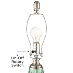 360 Lighting Julia Modern Table Lamp 26 1/2" High Green Glass White Drum Shade For Bedroom Living Room Bedside Nightstand Office Kids Family House -Home Decor Store GUEST a6be20f6 c3b1 45ac a643 ffbda47c5dc4