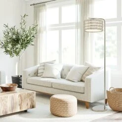 61.5" Quigley Silver Drum Shade Floor Lamp - River Of Goods