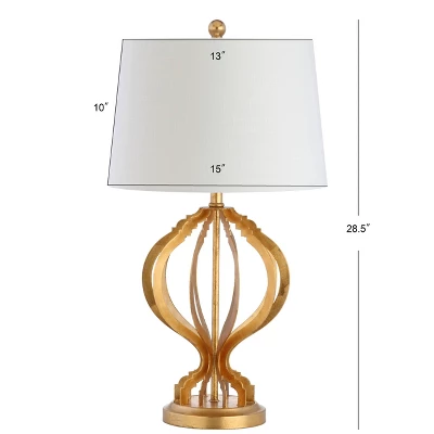 28.5" Metal Sebastian Trellis Table Lamp (Includes LED Light Bulb) Gold - JONATHAN Y 5 28.5" Metal Sebastian Trellis Table Lamp (Includes LED Light Bulb) Gold - JONATHAN Y - Image 3