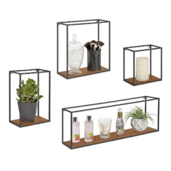 4pc Mallory Wood And Metal Wall Shelf Set Rustic Brown - Kate & Laurel All Things Decor -Home Decor Store GUEST a9180dac 5015 4ab7 a2d9 7ecfcbdc5464