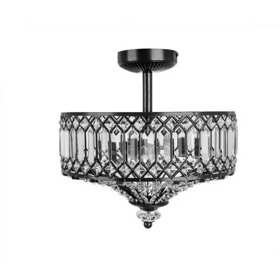 15.25" Glass And Metal Tiered Jeweled Semi Flush Mount Ceiling Light - River Of Goods 4 15.25" Glass And Metal Tiered Jeweled Semi Flush Mount Ceiling Light - River Of Goods - Image 2