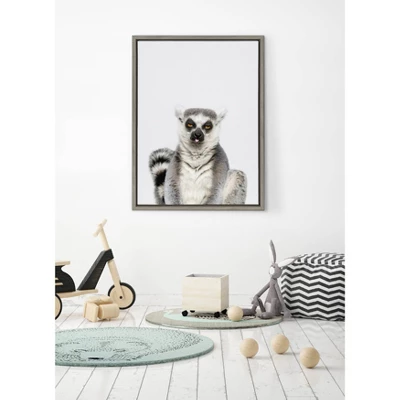 18" X 24" Sylvie Sitting Lemur Tongue Out Framed Canvas Wall Art By Amy Peterson Gray - DesignOvation 6 18" X 24" Sylvie Sitting Lemur Tongue Out Framed Canvas Wall Art By Amy Peterson Gray - DesignOvation - Image 4