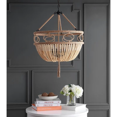 Whitley Pendant Brown Wooden Finish/Dark Gray - Safavieh 3 Whitley Pendant Brown Wooden Finish/Dark Gray - Safavieh