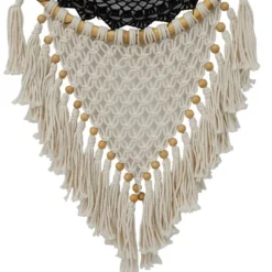 42" X 16" Cotton Macrame Handmade Intricately Woven Dreamcatcher Wall Decor With Beaded Fringe Tassels Black - Olivia & May -Home Decor Store GUEST aab1cdc0 de73 4573 b6ac 4cf26c6f56ed