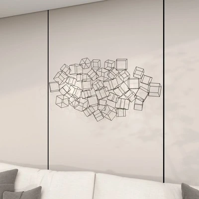 Metal Geometric 3D Square Wall Decor Black - Olivia & May 11 Metal Geometric 3D Square Wall Decor Black - Olivia & May - Image 9