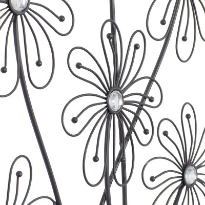 Metal Floral 3D Wire Wall Decor With Crystal Embellishments Black - Olivia & May 9 Metal Floral 3D Wire Wall Decor With Crystal Embellishments Black - Olivia & May - Image 7
