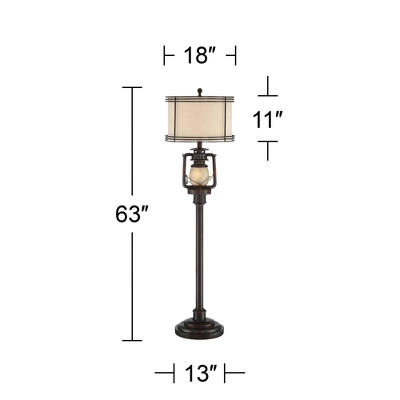 Barnes And Ivy Henson Industrial Floor Lamp 63" Tall Bronze With LED Nightlight Earthy Fabric Drum Shade For Living Room Bedroom Office House Home 7 Barnes And Ivy Henson Industrial Floor Lamp 63" Tall Bronze With LED Nightlight Earthy Fabric Drum Shade For Living Room Bedroom Office House Home - Image 5