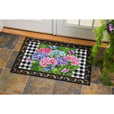 Evergreen Hydrangea Checks Embossed Indoor Outdoor Doormat 18 X 30 Green 5 Evergreen Hydrangea Checks Embossed Indoor Outdoor Doormat 18 X 30 Green - Image 3