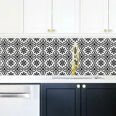 Ornate Tile Backsplash Peel And Stick Giant Wall Decal Black/White - RoomMates 5 Ornate Tile Backsplash Peel And Stick Giant Wall Decal Black/White - RoomMates - Image 3