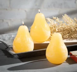 Pale Yellow Pear Candles - Set Of 3