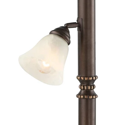 Kathy Ireland Mulholland Vintage Rustic Torchiere Floor Lamp With Side Lights 72" Tall Bronze Tortoise Shell Frosted Glass For Living Room Reading 5 Kathy Ireland Mulholland Vintage Rustic Torchiere Floor Lamp With Side Lights 72" Tall Bronze Tortoise Shell Frosted Glass For Living Room Reading - Image 3