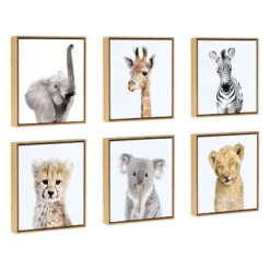 13" X 13" 6pc Ari Safari Animals Natural - Kate & Laurel All Things Decor