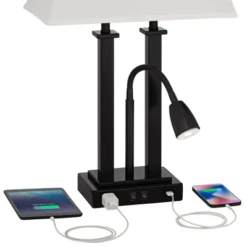 Possini Euro Design Deacon Modern Desk Table Lamp 26" High Black With USB And AC Power Outlet In Base LED Reading Light Oatmeal Shade For Office Desk 12 Possini Euro Design Deacon Modern Desk Table Lamp 26" High Black With USB And AC Power Outlet In Base LED Reading Light Oatmeal Shade For Office Desk -Home Decor Store GUEST b0dac3ac aa8a 4c76 91bd f427c093c524