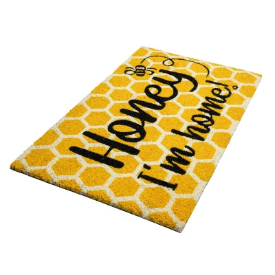 1'4" X 2'4" Honey I'm Home Indoor/Outdoor Coir Doormat White/Black/Yellow - Entryways 3 1'4" X 2'4" Honey I'm Home Indoor/Outdoor Coir Doormat White/Black/Yellow - Entryways