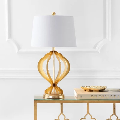 28.5" Metal Sebastian Trellis Table Lamp (Includes LED Light Bulb) Gold - JONATHAN Y 4 28.5" Metal Sebastian Trellis Table Lamp (Includes LED Light Bulb) Gold - JONATHAN Y - Image 2