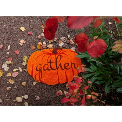 1'6" X 2'3" Festive Gather Pumpkin Shaped Indoor/Outdoor Coir Doormat Orange/Brown - Entryways 5 1'6" X 2'3" Festive Gather Pumpkin Shaped Indoor/Outdoor Coir Doormat Orange/Brown - Entryways - Image 3