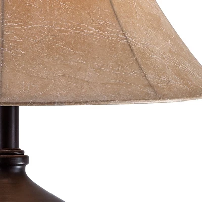 Franklin Iron Works Traditional Table Lamps 33" Tall Set Of 2 With Nightlight Brushed Iron Urn Beige Fabric Shade For Living Room Bedroom 5 Franklin Iron Works Traditional Table Lamps 33" Tall Set Of 2 With Nightlight Brushed Iron Urn Beige Fabric Shade For Living Room Bedroom - Image 3