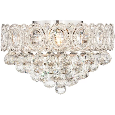 Vienna Full Spectrum Moira Vintage Ceiling Light Flush Mount Fixture 16" Wide Satin Nickel 6-Light Clear Crystal Balls For Bedroom Kitchen Living Room 4 Vienna Full Spectrum Moira Vintage Ceiling Light Flush Mount Fixture 16" Wide Satin Nickel 6-Light Clear Crystal Balls For Bedroom Kitchen Living Room - Image 2