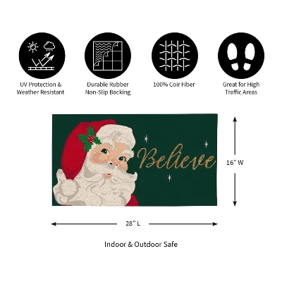 Evergreen Santa Believe Indoor Outdoor Natural Coir Doormat 1'4"x2'4" Green 4 Evergreen Santa Believe Indoor Outdoor Natural Coir Doormat 1'4"x2'4" Green - Image 2