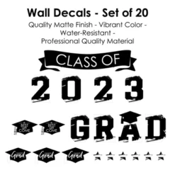 Big Dot Of Happiness Black And White Class Of 2023 Graduation Party Wall Decals Set Of 20 -Home Decor Store GUEST b470781b cdee 450d 9b0a a8554a67ba82