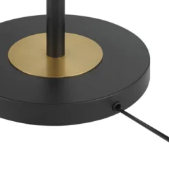 360 Lighting Rayna Mid Century Modern Downbridge Floor Lamp 61 1/2" Tall Black Gold Metal Off White Linen Drum Shade For Living Room Reading Bedroom -Home Decor Store GUEST b5e6e322 bb5a 48dc b63e d136b9253ef4