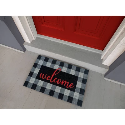 1'4" X 2'4" Buffalo Plaid Welcome Indoor/Outdoor Coir Doormat Red/Black/Gray - Entryways 5 1'4" X 2'4" Buffalo Plaid Welcome Indoor/Outdoor Coir Doormat Red/Black/Gray - Entryways - Image 3