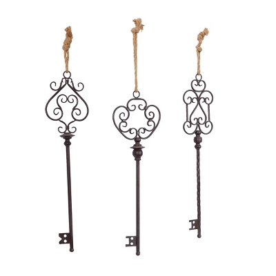 Set Of 3 Metal Keys Wall Decors With Rope Hanger Black - Olivia & May 6 Set Of 3 Metal Keys Wall Decors With Rope Hanger Black - Olivia & May - Image 4