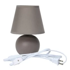 8.66" Petite Ceramic Orb Base Bedside Table Desk Lamp With Matching Tapered Drum Fabric Shade Gray - Creekwood Home -Home Decor Store GUEST b8964816 2a0c 4ae1 921e 36aa713092c5