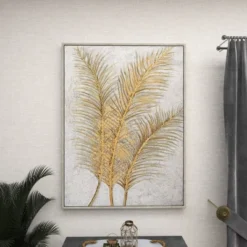 Canvas Leaf Framed Wall Art With Silver Frame Gold - CosmoLiving By Cosmopolitan -Home Decor Store GUEST b8e87962 47b4 402c 98a3 e6d25bfa2cc0