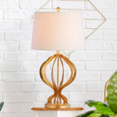 28.5" Metal Sebastian Trellis Table Lamp (Includes LED Light Bulb) Gold - JONATHAN Y 6 28.5" Metal Sebastian Trellis Table Lamp (Includes LED Light Bulb) Gold - JONATHAN Y - Image 4