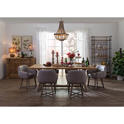 Wood/Metal Framed Chandelier With Wood Bead Draping Cream - Storied Home 5 Wood/Metal Framed Chandelier With Wood Bead Draping Cream - Storied Home - Image 3