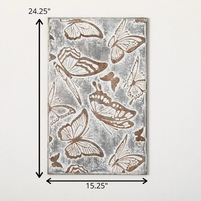 24.25"H Sullivans Metal Relief Butterfly Panel, Gray 6 24.25"H Sullivans Metal Relief Butterfly Panel, Gray - Image 4