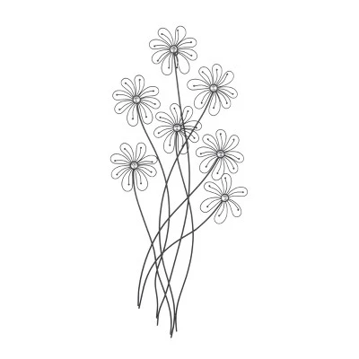 Metal Floral 3D Wire Wall Decor With Crystal Embellishments Black - Olivia & May 3 Metal Floral 3D Wire Wall Decor With Crystal Embellishments Black - Olivia & May