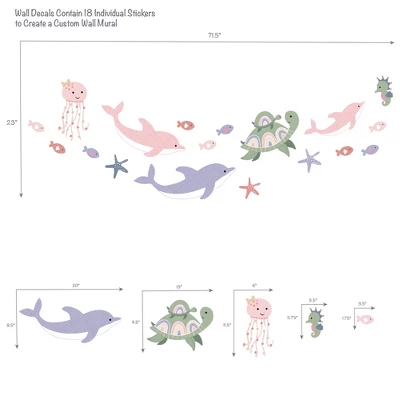Lambs & Ivy Sea Dreams Dolphins/Turtles/Fish Underwater/Nautical Wall Decals 3 Lambs & Ivy Sea Dreams Dolphins/Turtles/Fish Underwater/Nautical Wall Decals